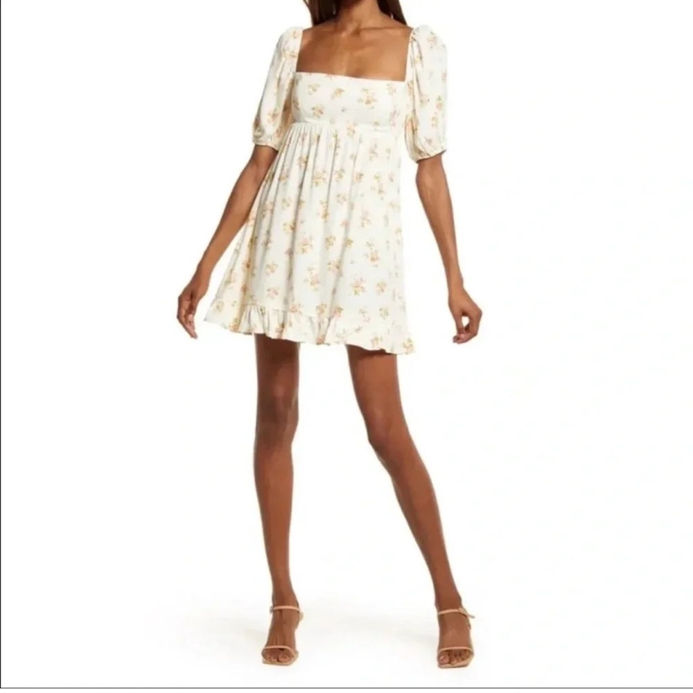 Reformation- Bristol Puff Sleeve Babydoll Dress